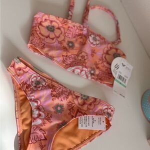Roxy Floral Bikini Set in Orange and Pink